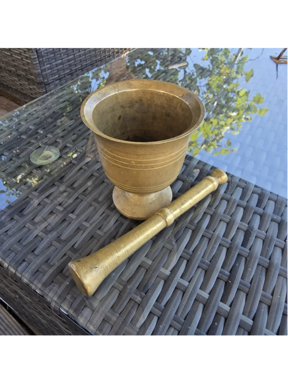 Antique Heavy Brass Mortar & Pestle 3.5” 6.5